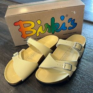 Birkenstock Birkis yellow striped sandals ladies 8 NIB